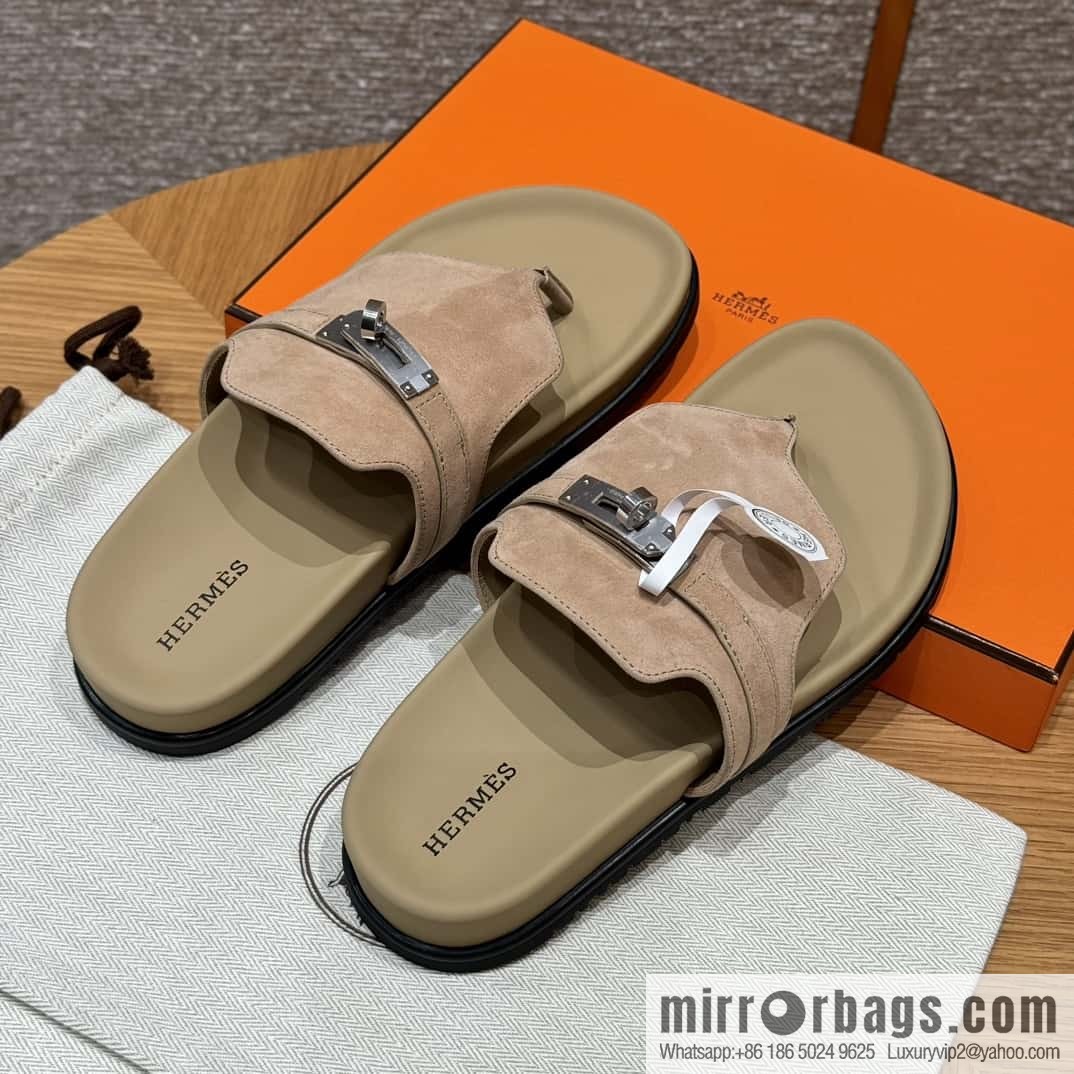 HERMES 258 Empire tow, clay beige/clay beige suede/chamois