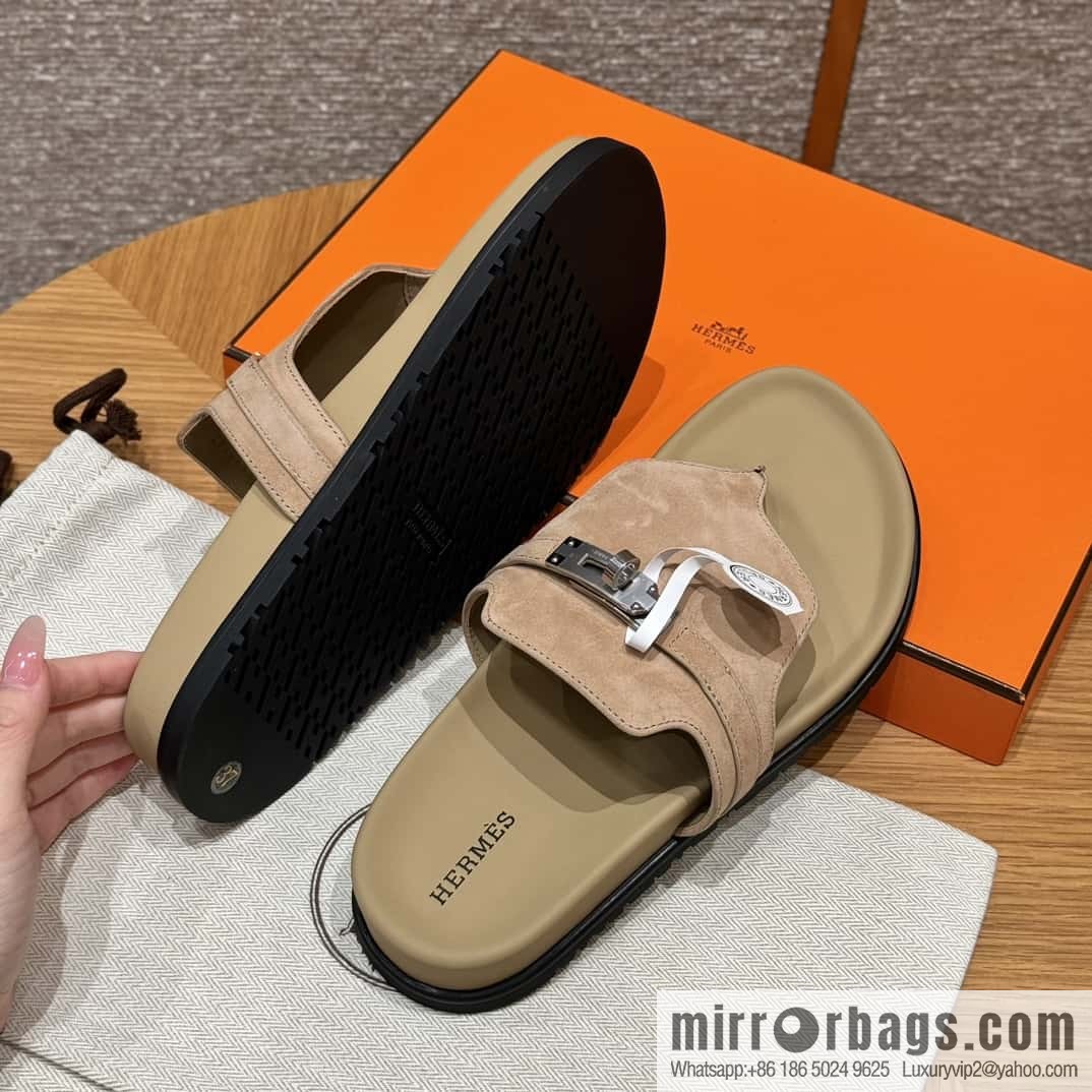 HERMES 258 Empire tow, clay beige/clay beige suede/chamois