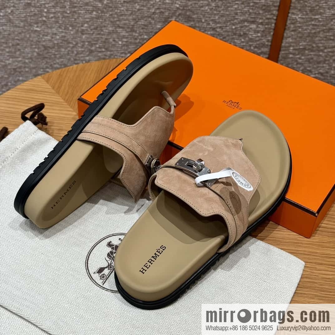 HERMES 258 Empire tow, clay beige/clay beige suede/chamois