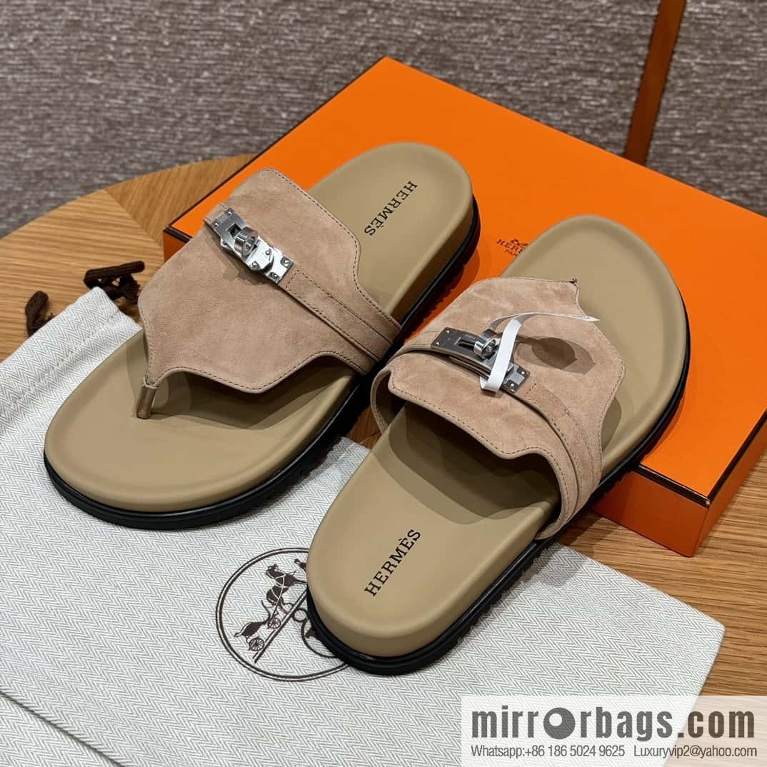 HERMES 258 Empire tow, clay beige/clay beige suede/chamois