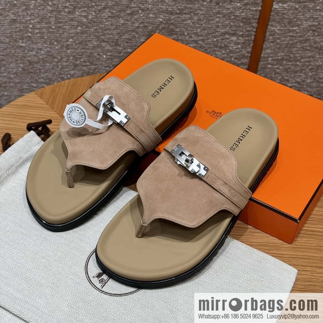 HERMES 258 Empire tow, clay beige/clay beige suede/chamois