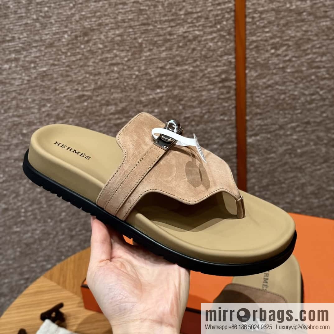 HERMES 258 Empire tow, clay beige/clay beige suede/chamois