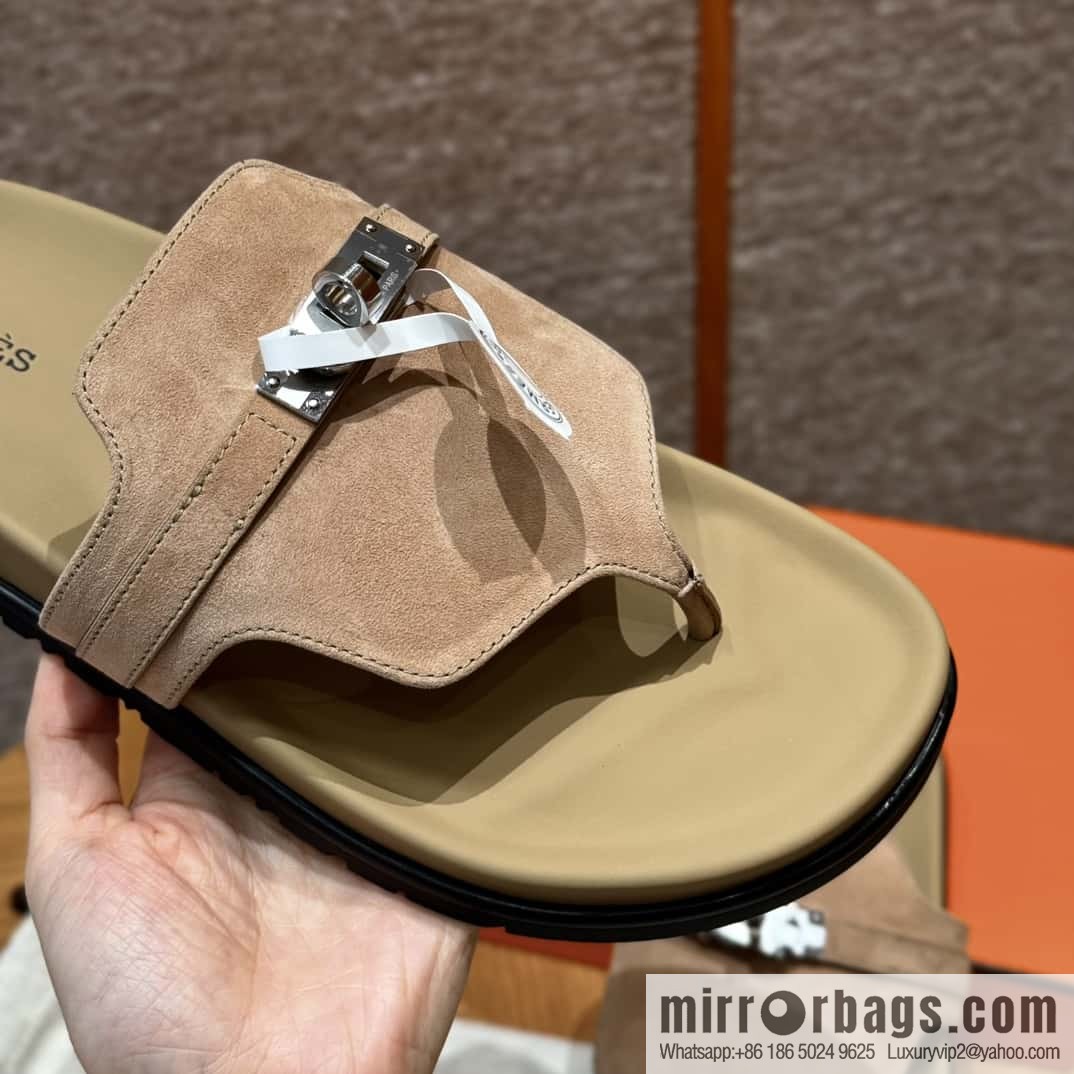 HERMES 258 Empire tow, clay beige/clay beige suede/chamois