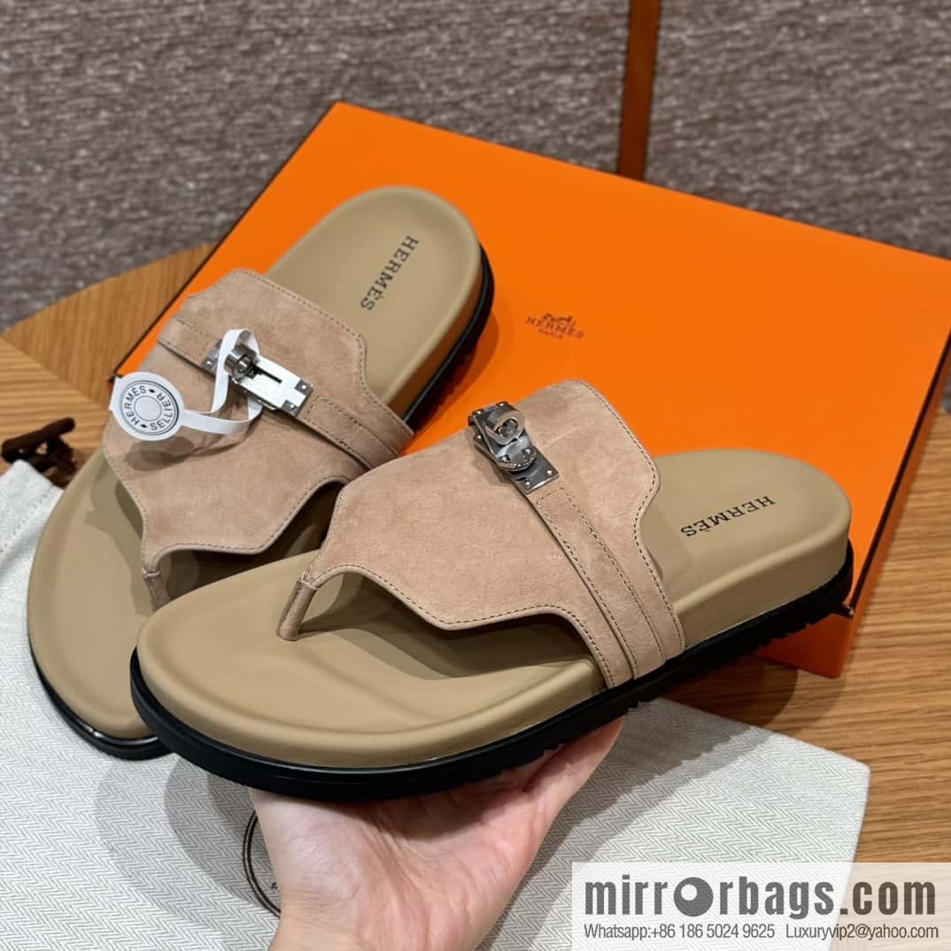HERMES 258 Empire tow, clay beige/clay beige suede/chamois