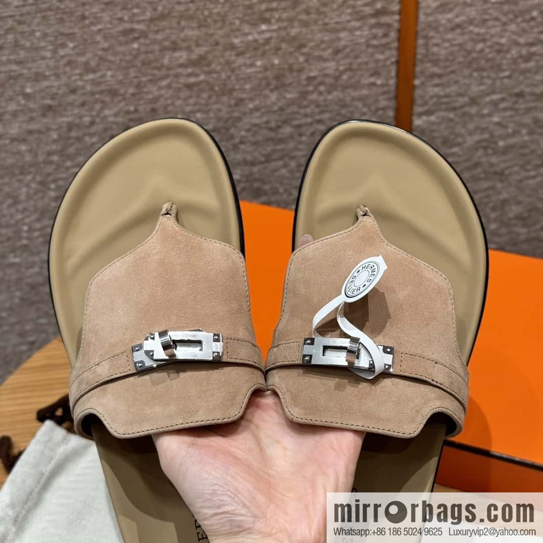 HERMES 258 Empire tow, clay beige/clay beige suede/chamois