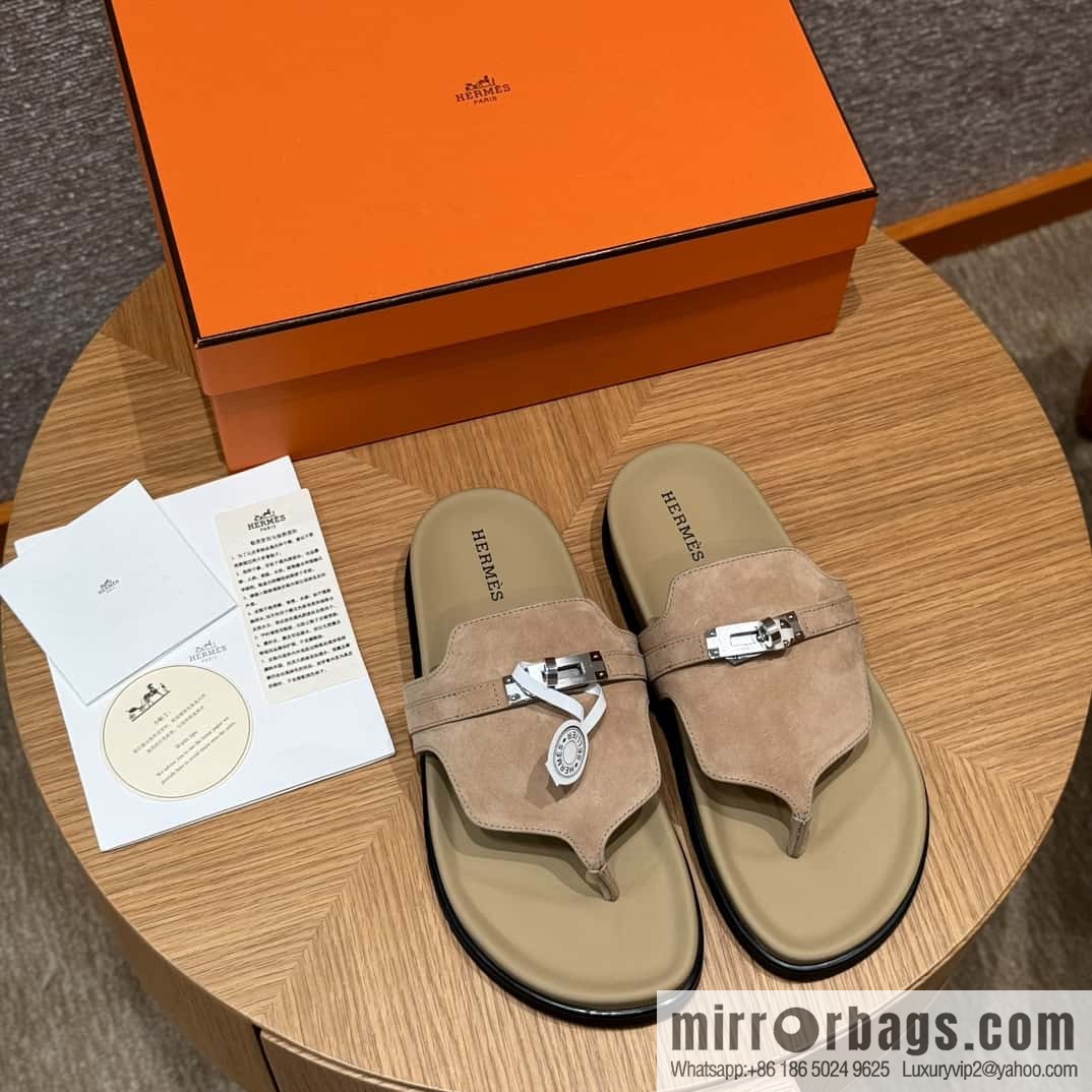 HERMES 258 Empire tow, clay beige/clay beige suede/chamois