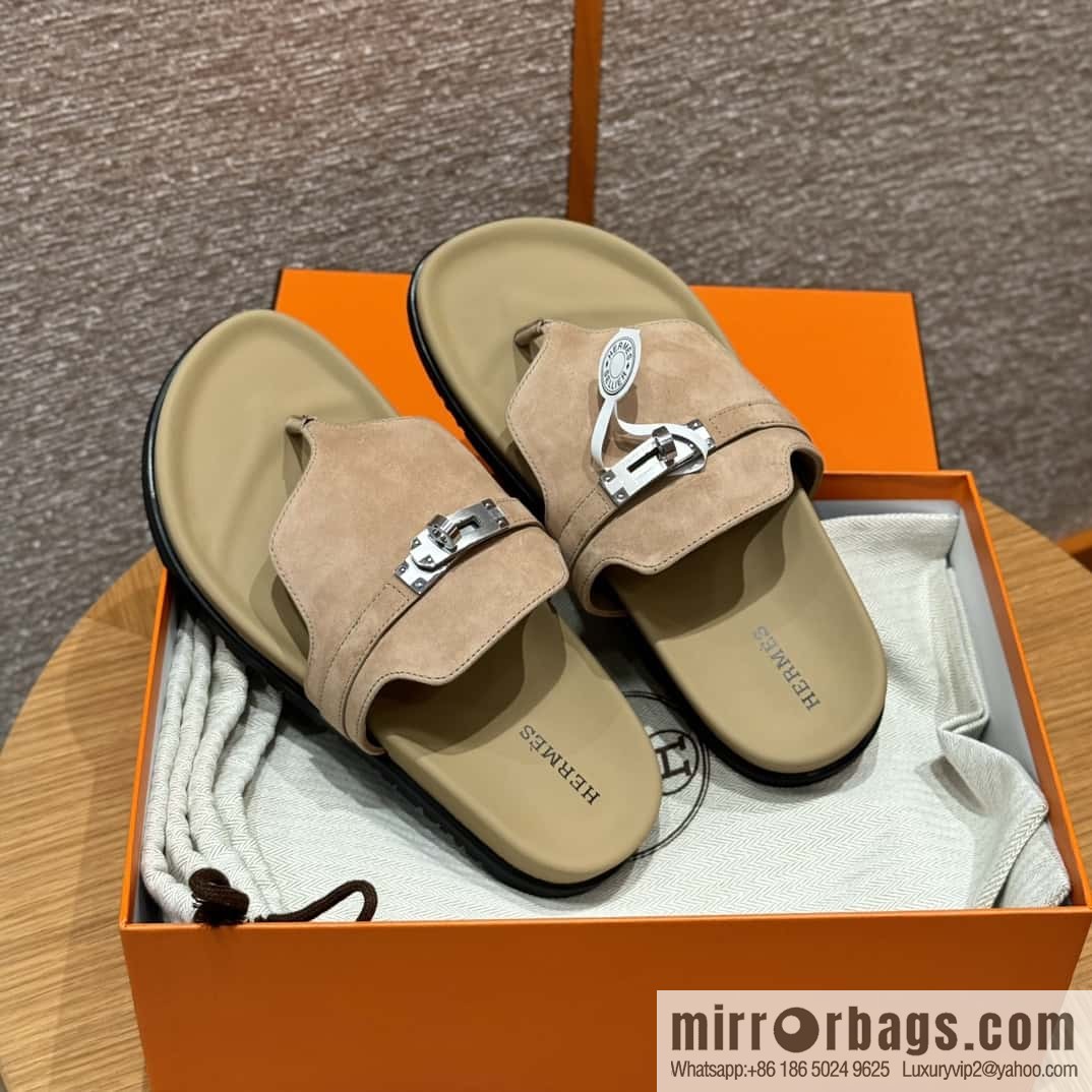 HERMES 258 Empire tow, clay beige/clay beige suede/chamois