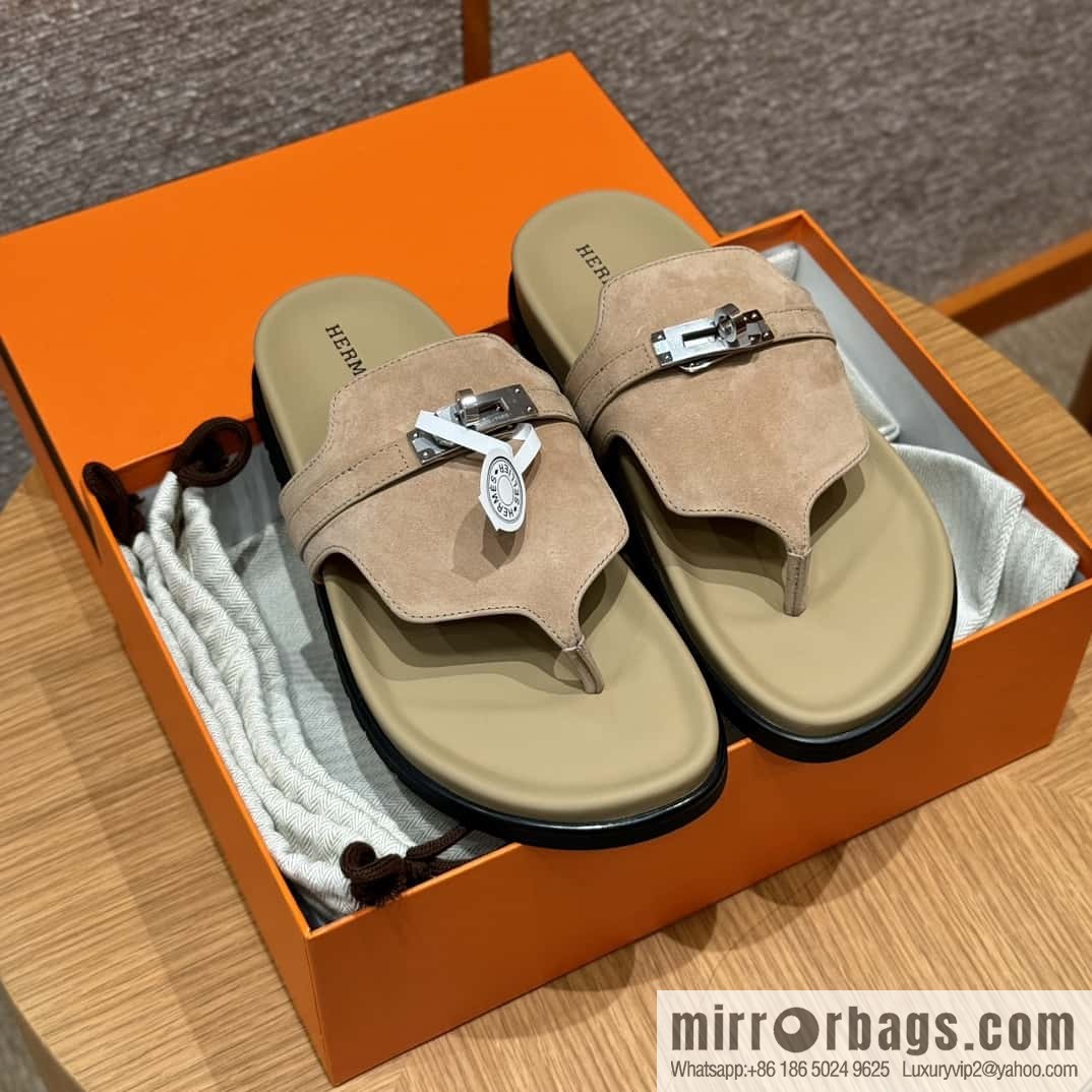 HERMES 258 Empire tow, clay beige/clay beige suede/chamois