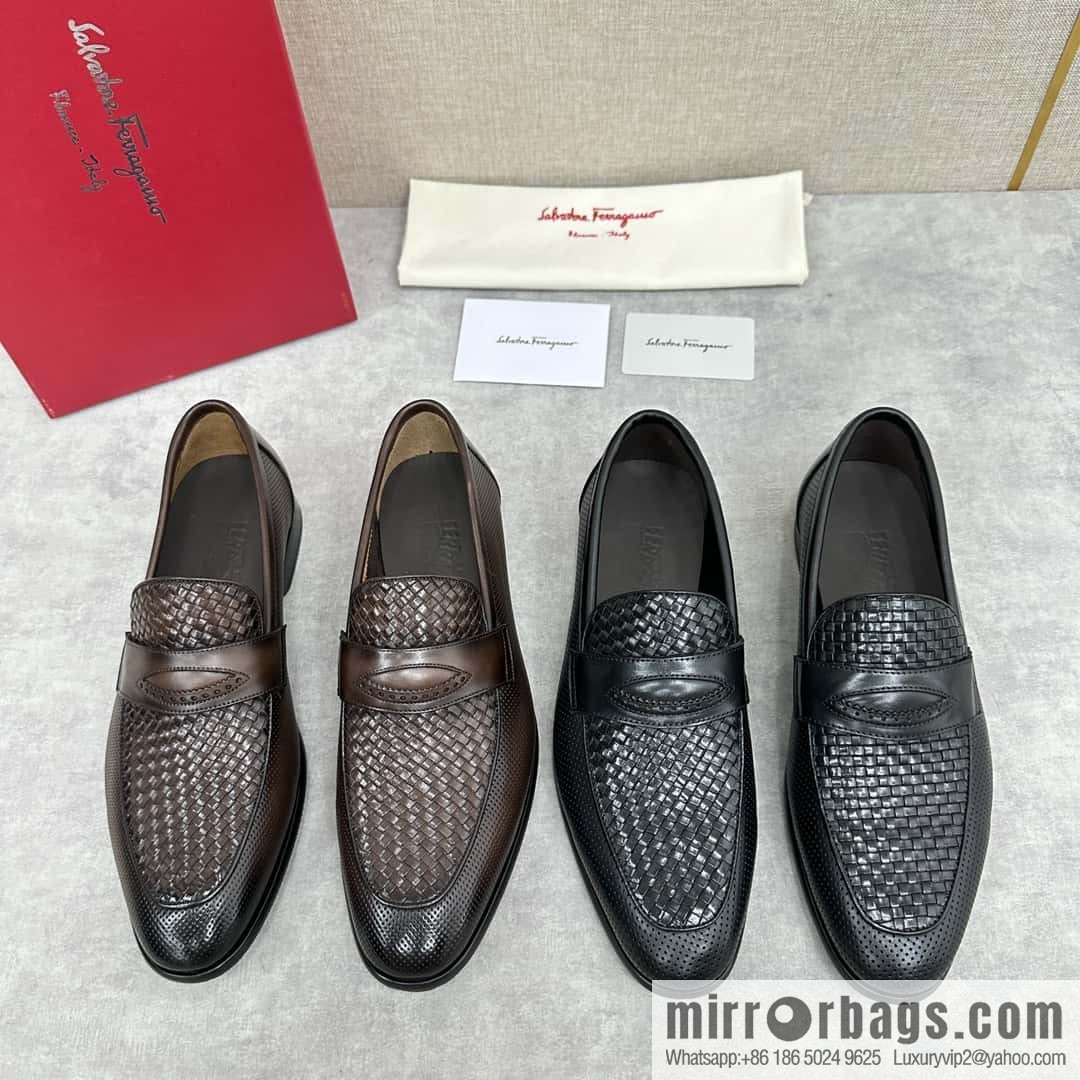 SF fila~ ferragam * classic men loafers leather shoes