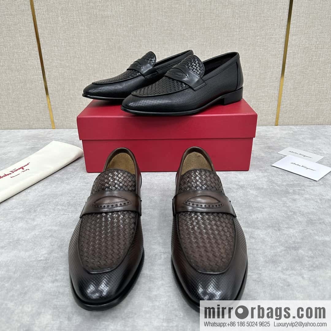 SF fila~ ferragam * classic men loafers leather shoes