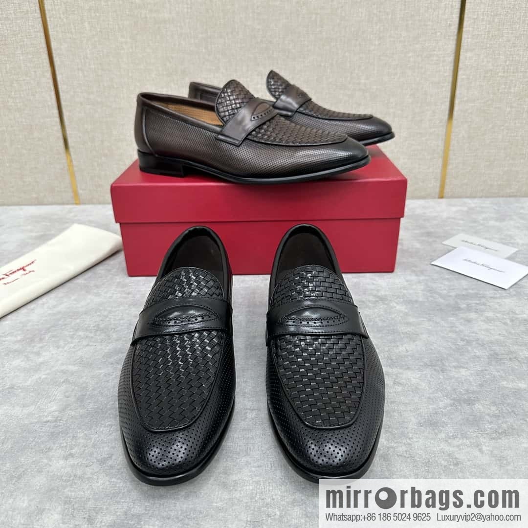SF fila~ ferragam * classic men loafers leather shoes