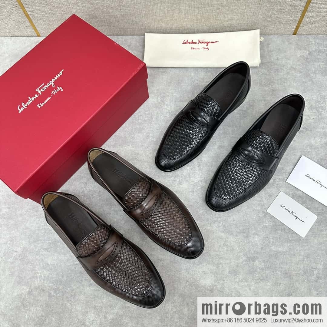SF fila~ ferragam * classic men loafers leather shoes