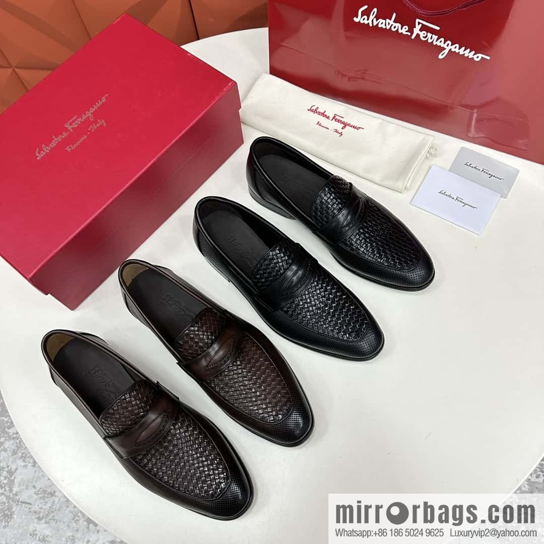 SF fila~ ferragam * classic men loafers leather shoes