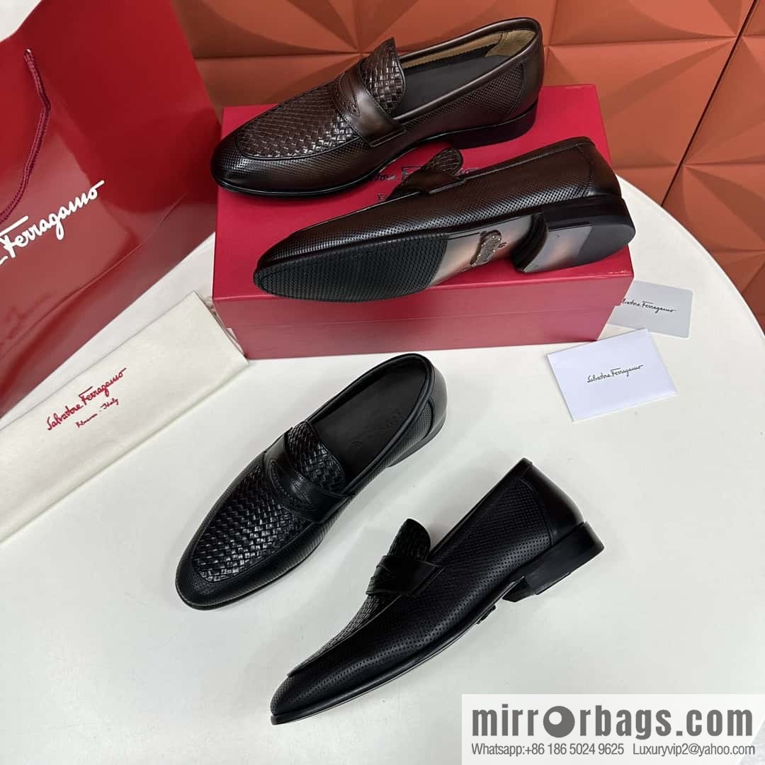 SF fila~ ferragam * classic men loafers leather shoes