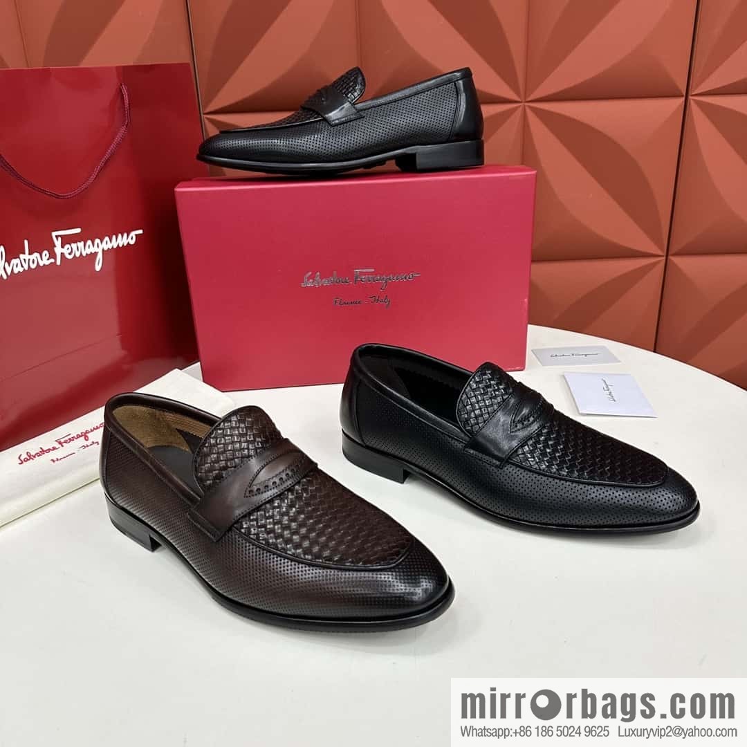 SF fila~ ferragam * classic men loafers leather shoes