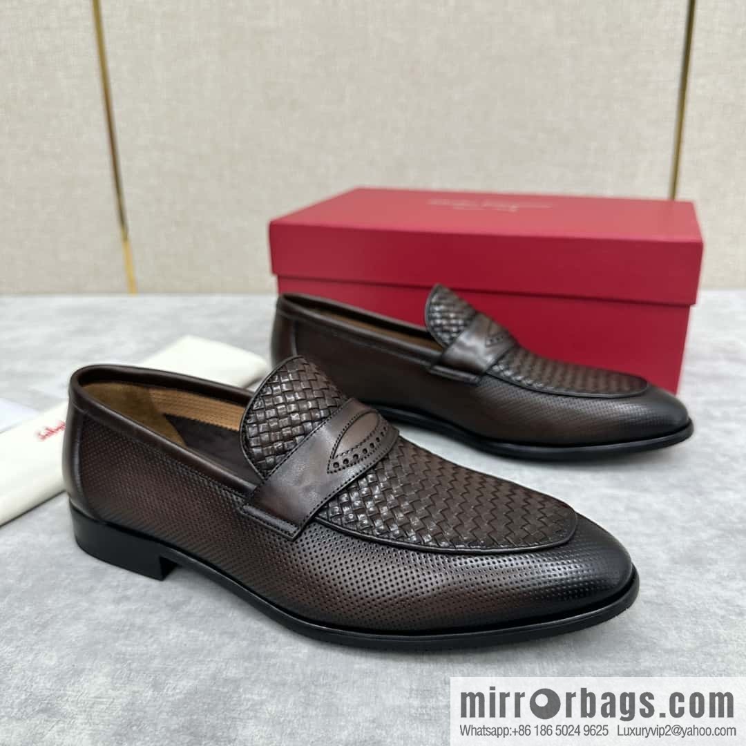 SF fila~ ferragam * classic men loafers leather shoes