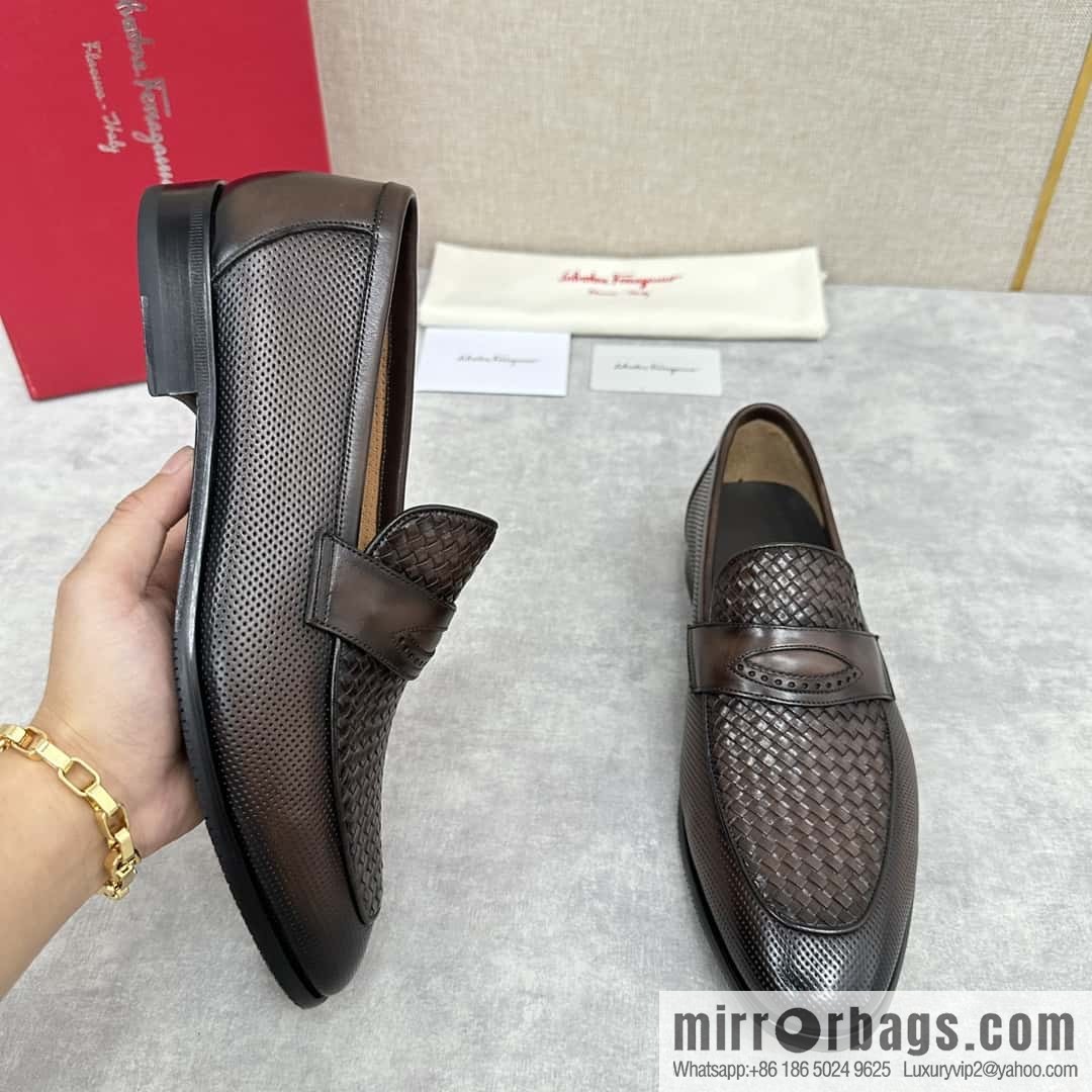 SF fila~ ferragam * classic men loafers leather shoes