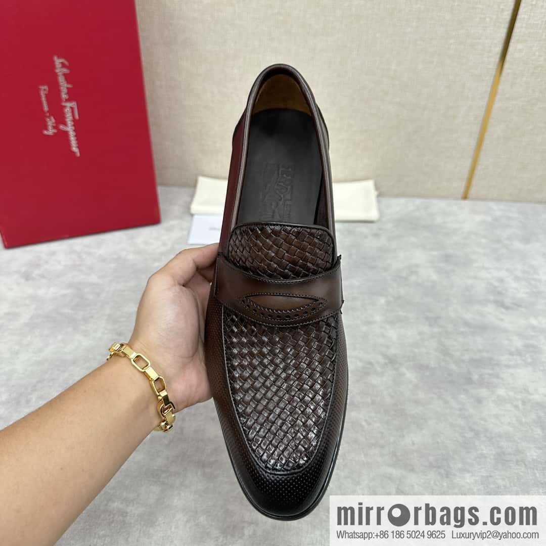 SF fila~ ferragam * classic men loafers leather shoes