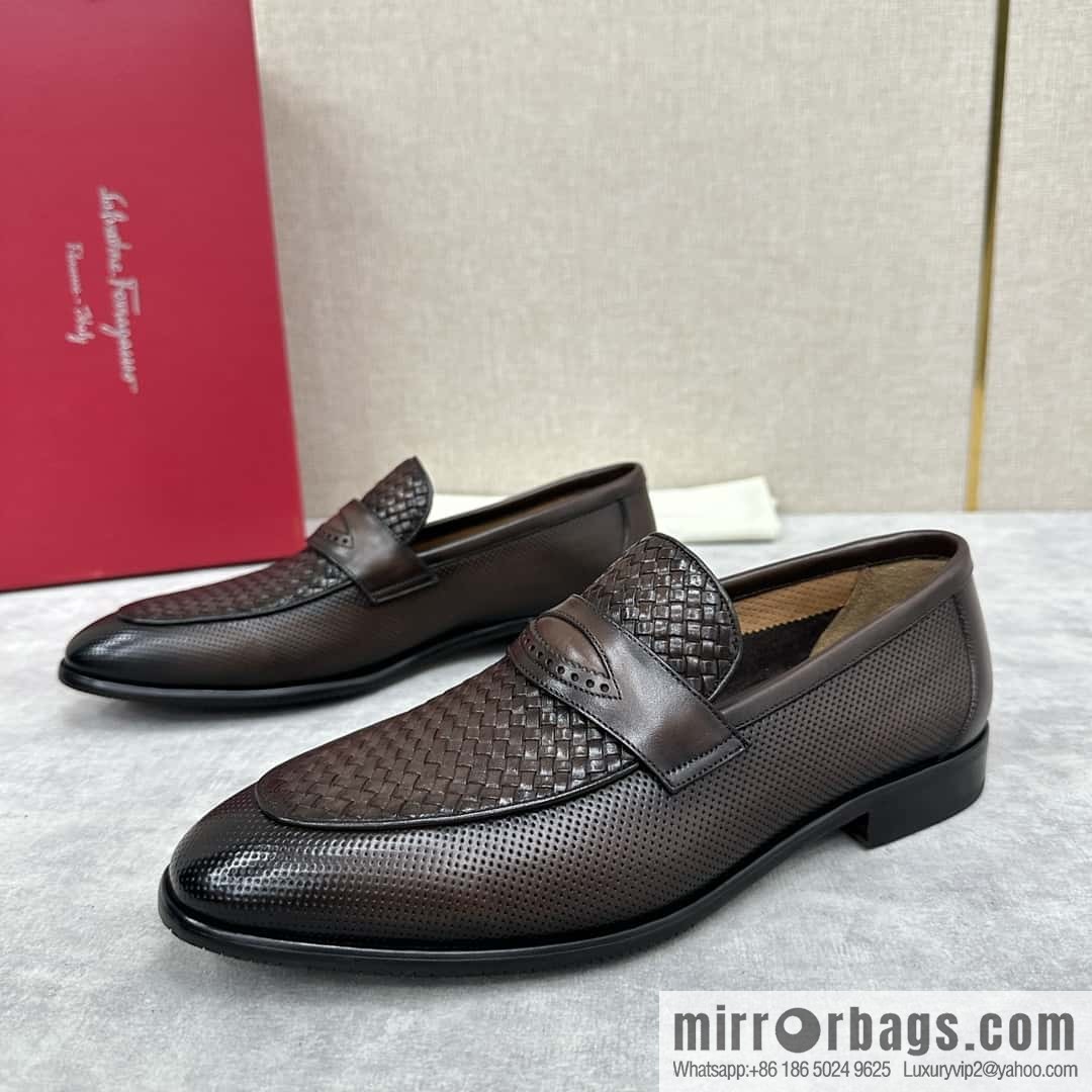 SF fila~ ferragam * classic men loafers leather shoes