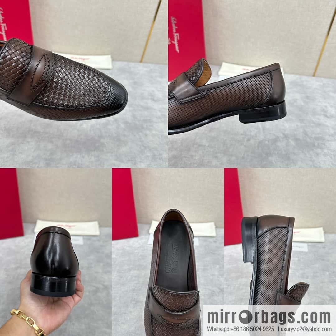 SF fila~ ferragam * classic men loafers leather shoes