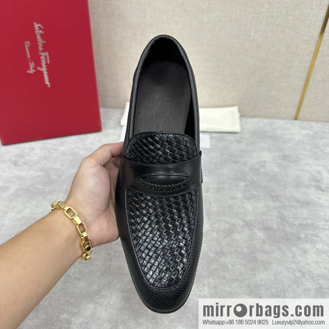 SF fila~ ferragam * classic men loafers leather shoes