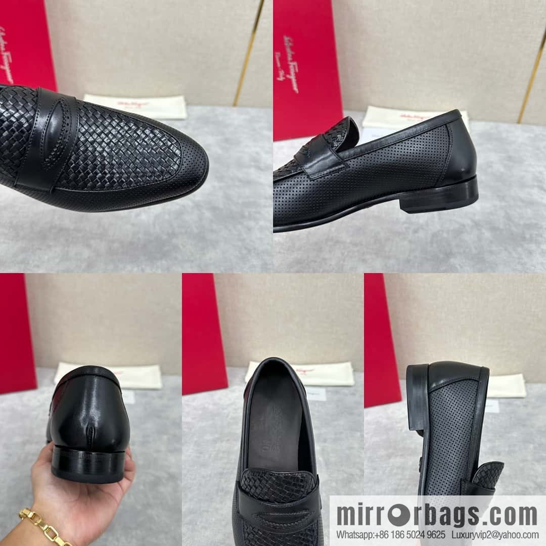 SF fila~ ferragam * classic men loafers leather shoes