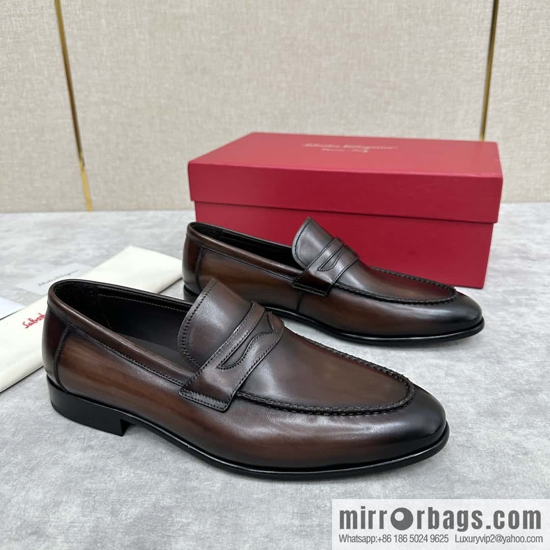 SF fila~ ferragam * classic men loafers leather shoes