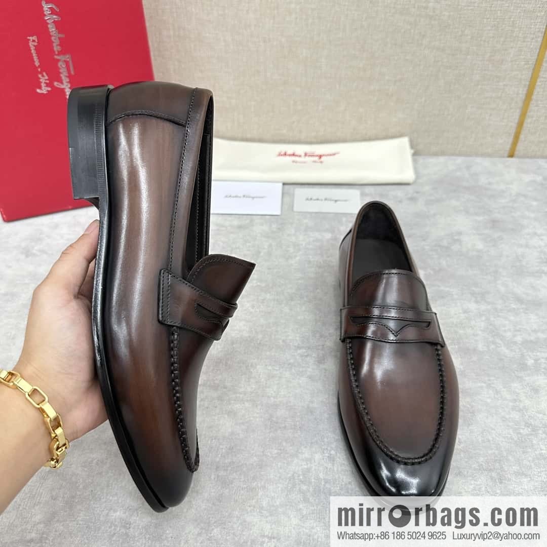SF fila~ ferragam * classic men loafers leather shoes