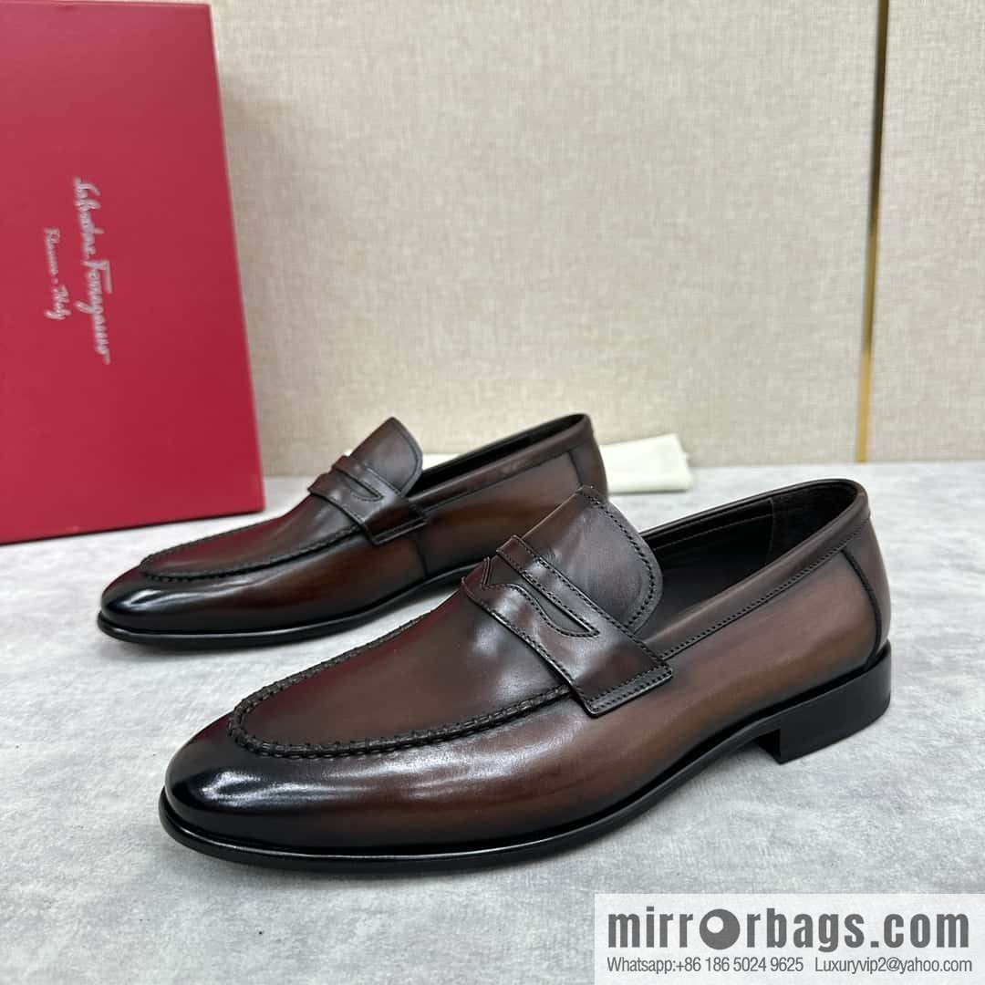 SF fila~ ferragam * classic men loafers leather shoes