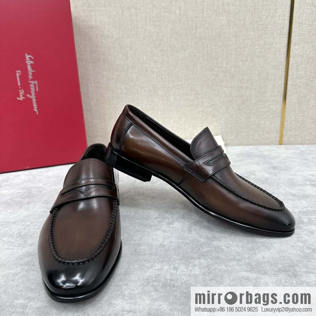 SF fila~ ferragam * classic men loafers leather shoes