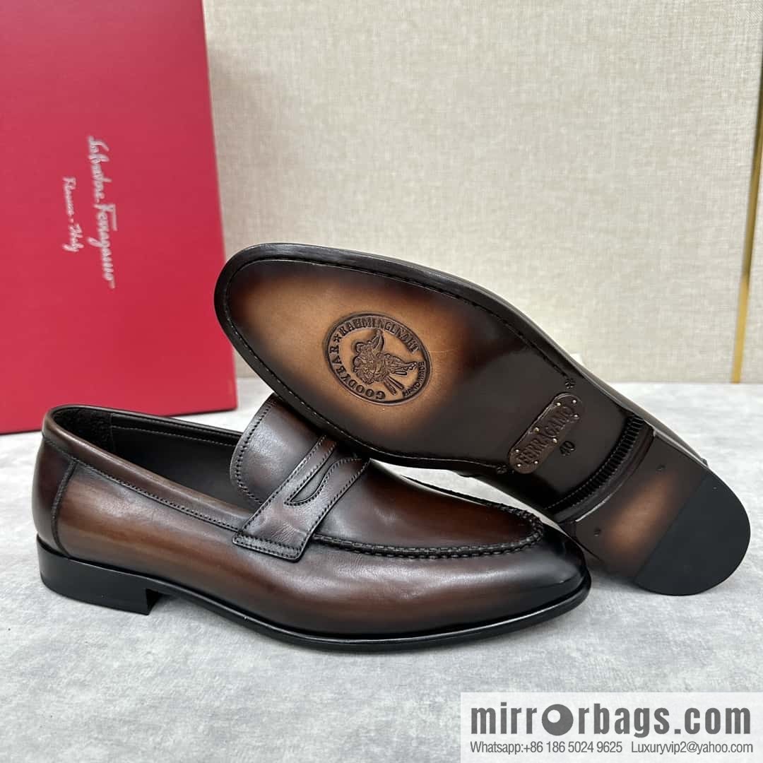 SF fila~ ferragam * classic men loafers leather shoes