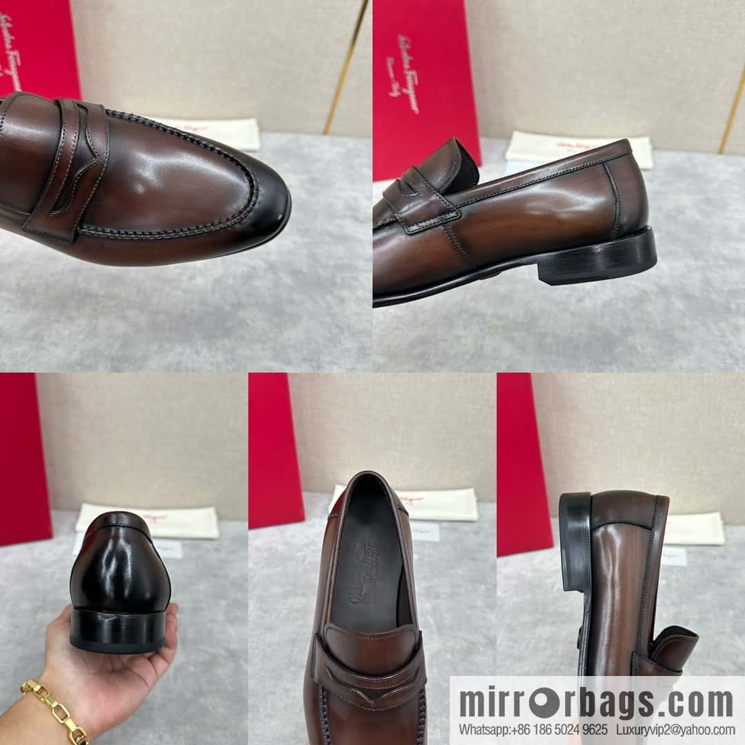 SF fila~ ferragam * classic men loafers leather shoes