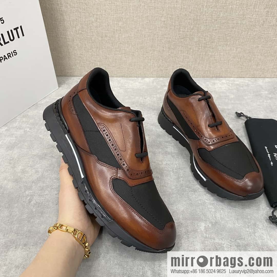 💋💍Berlut Bruti, Upgraded 3rd Generation Private Mold Outsole Fast Track Leather and Nylon Sneakers