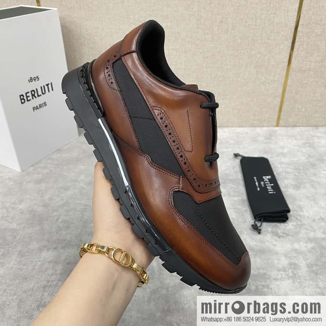 💋💍Berlut Bruti, Upgraded 3rd Generation Private Mold Outsole Fast Track Leather and Nylon Sneakers