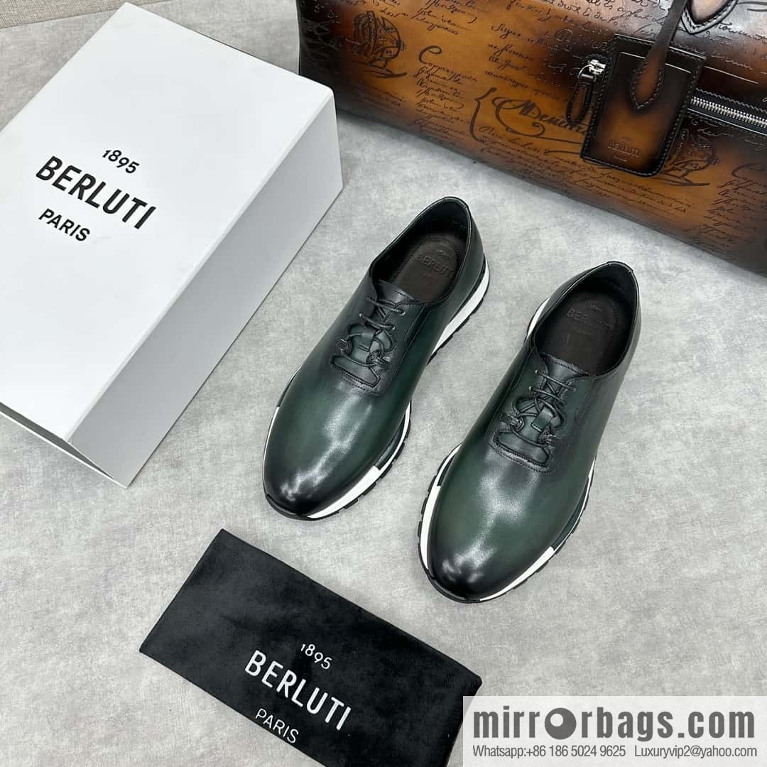 💋💍Berlut Bruti, Upgraded 3rd Generation Private Mold Outsole Fast Track Leather and Nylon Sneakers