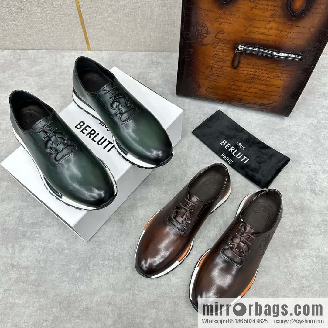 💋💍Berlut Bruti, Upgraded 3rd Generation Private Mold Outsole Fast Track Leather and Nylon Sneakers