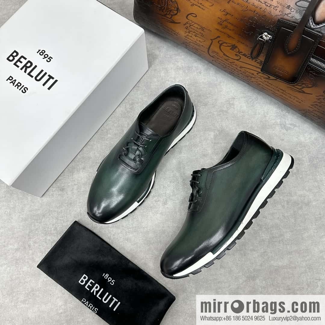 💋💍Berlut Bruti, Upgraded 3rd Generation Private Mold Outsole Fast Track Leather and Nylon Sneakers