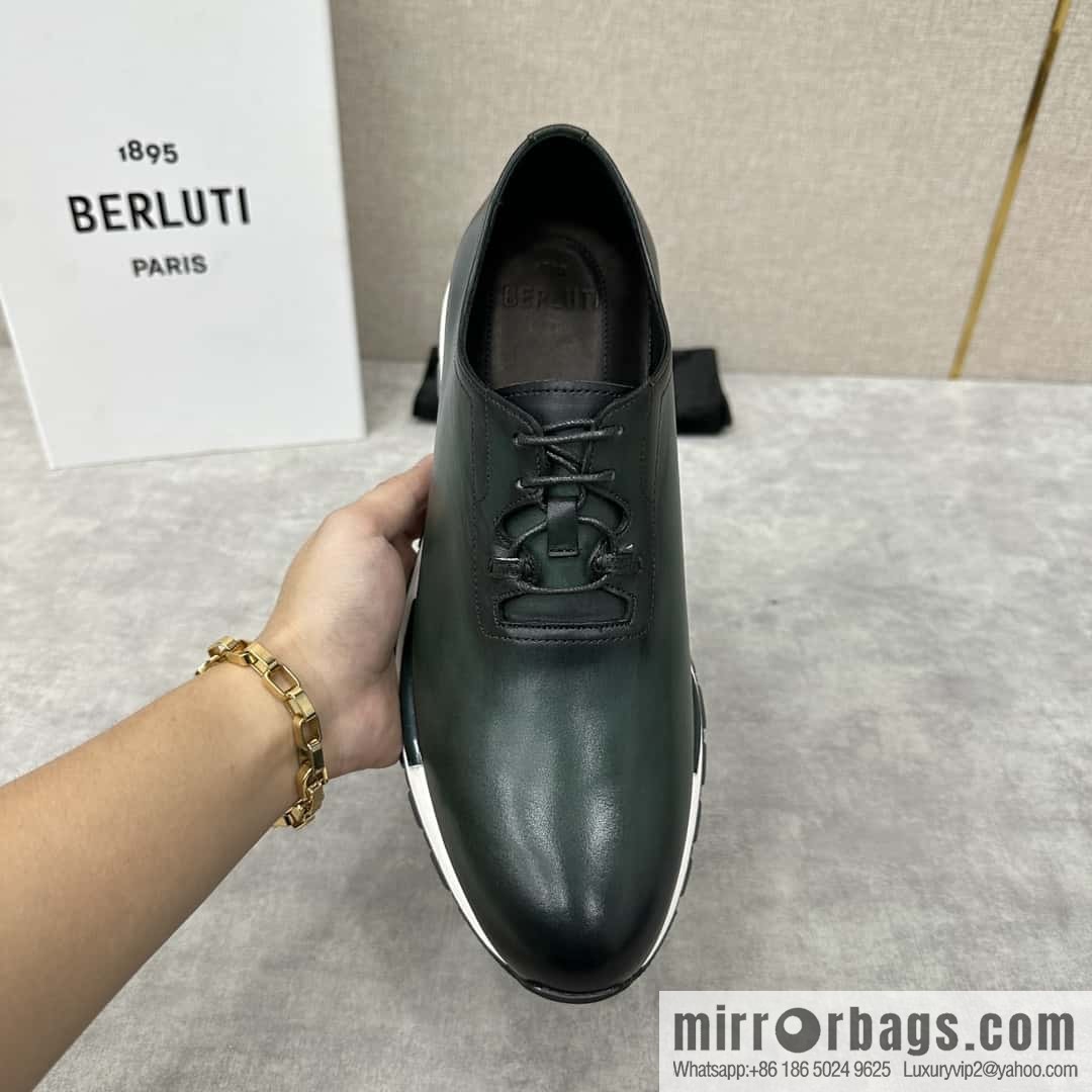 💋💍Berlut Bruti, Upgraded 3rd Generation Private Mold Outsole Fast Track Leather and Nylon Sneakers
