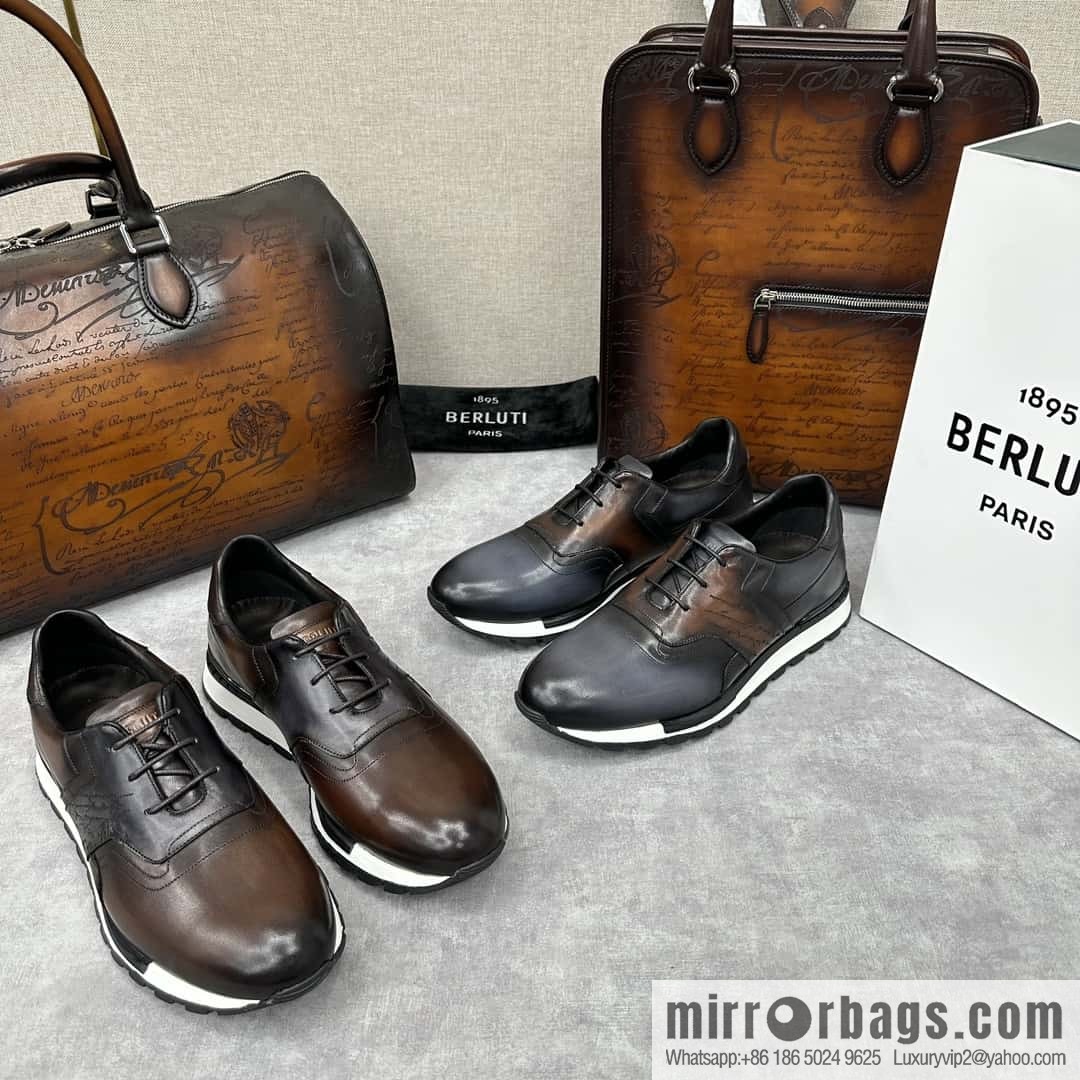 💋💍Berlut Bruti, Upgraded 3rd Generation Private Mold Outsole Fast Track Leather and Nylon Sneakers
