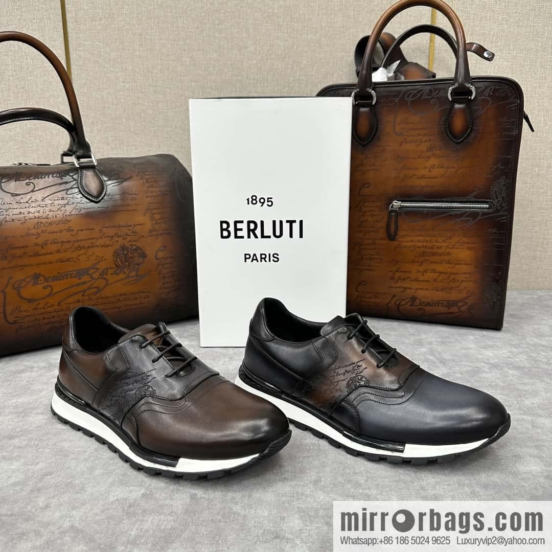 💋💍Berlut Bruti, Upgraded 3rd Generation Private Mold Outsole Fast Track Leather and Nylon Sneakers
