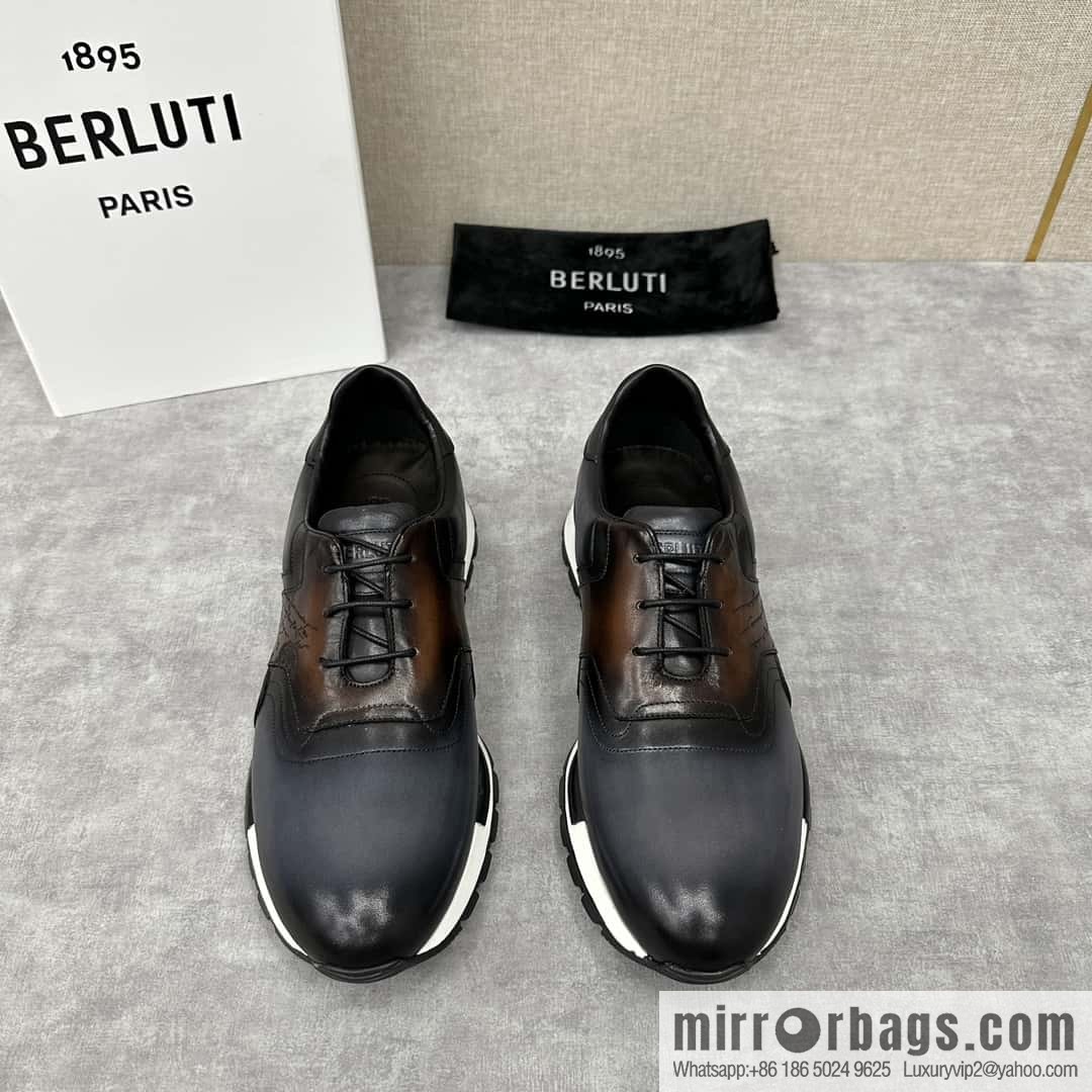 💋💍Berlut Bruti, Upgraded 3rd Generation Private Mold Outsole Fast Track Leather and Nylon Sneakers