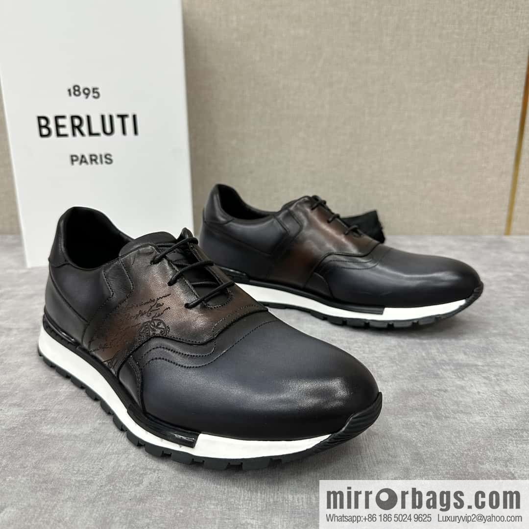 💋💍Berlut Bruti, Upgraded 3rd Generation Private Mold Outsole Fast Track Leather and Nylon Sneakers