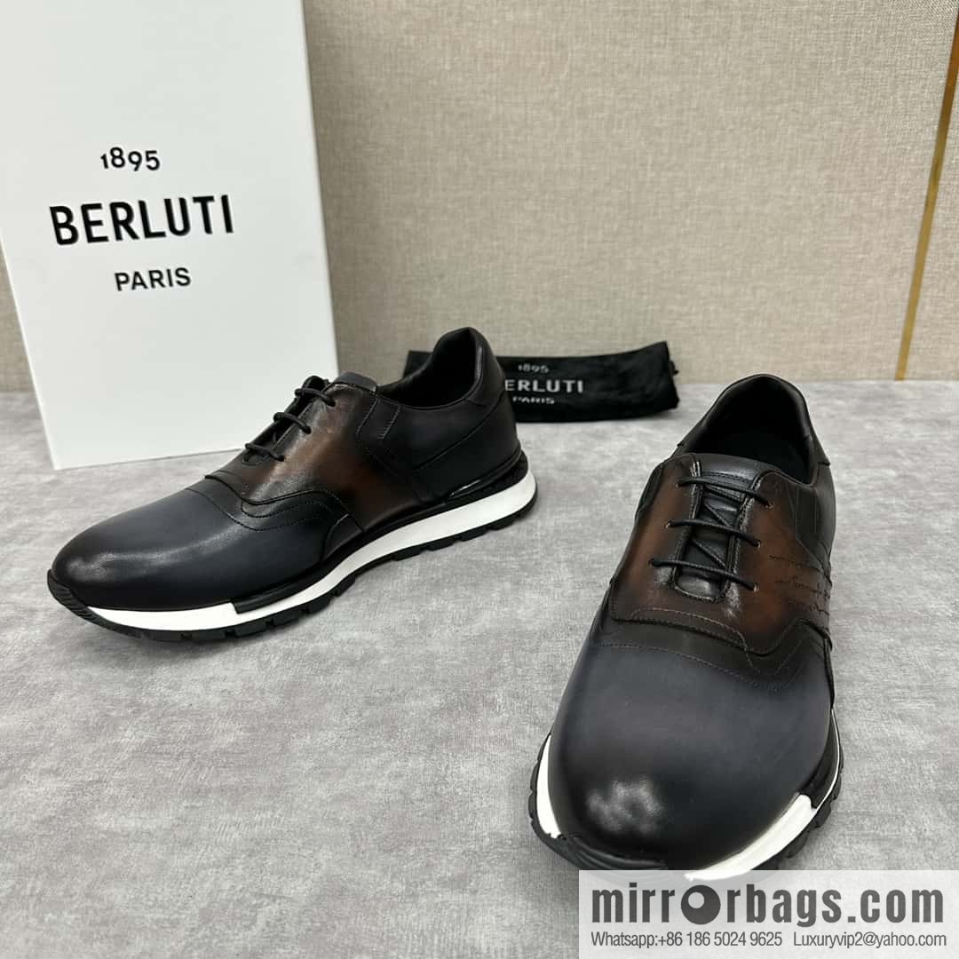💋💍Berlut Bruti, Upgraded 3rd Generation Private Mold Outsole Fast Track Leather and Nylon Sneakers