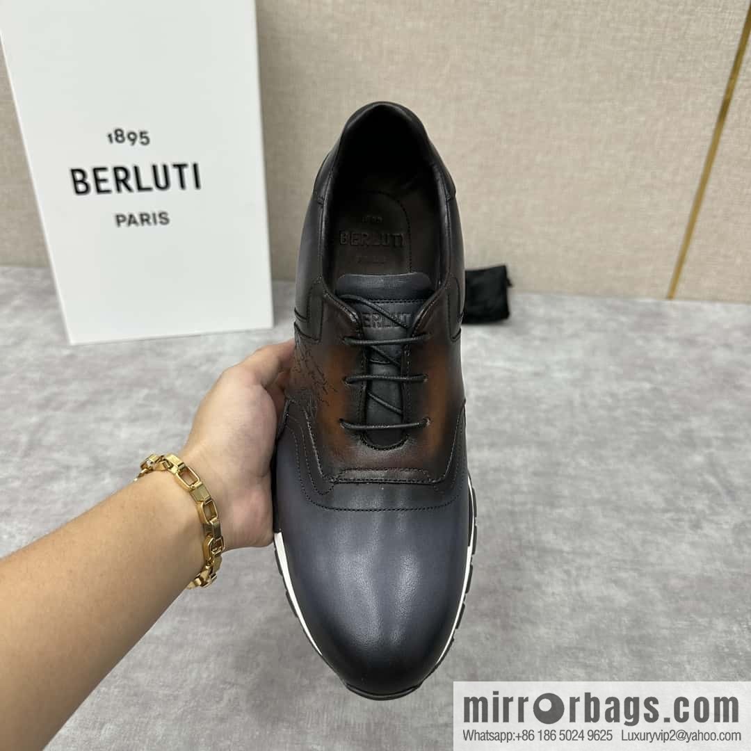 💋💍Berlut Bruti, Upgraded 3rd Generation Private Mold Outsole Fast Track Leather and Nylon Sneakers