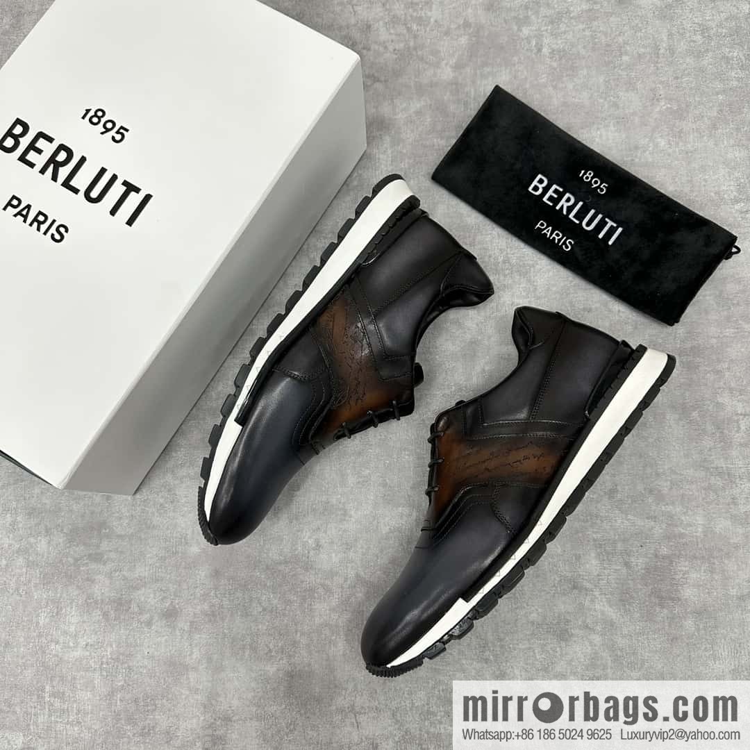 💋💍Berlut Bruti, Upgraded 3rd Generation Private Mold Outsole Fast Track Leather and Nylon Sneakers