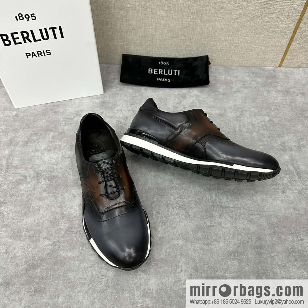 💋💍Berlut Bruti, Upgraded 3rd Generation Private Mold Outsole Fast Track Leather and Nylon Sneakers