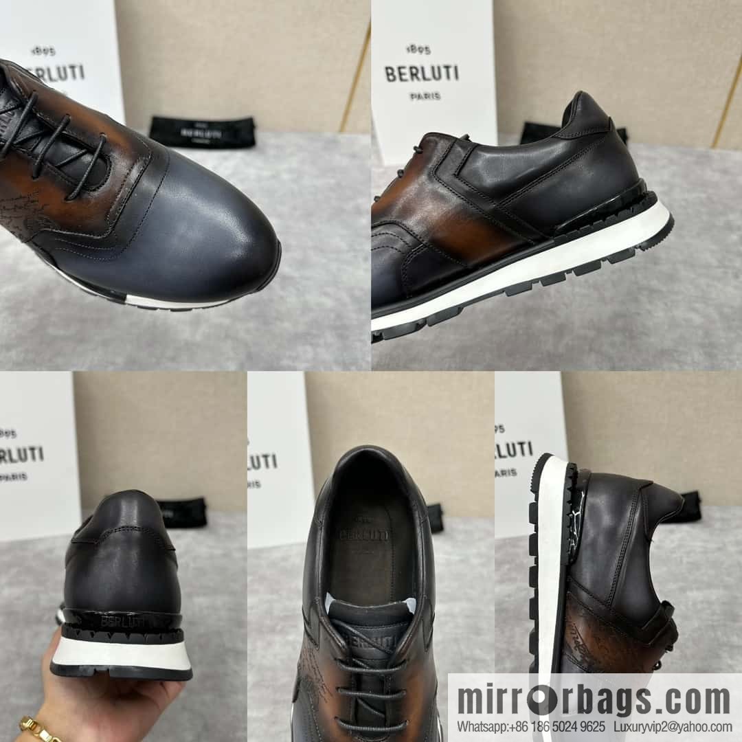 💋💍Berlut Bruti, Upgraded 3rd Generation Private Mold Outsole Fast Track Leather and Nylon Sneakers