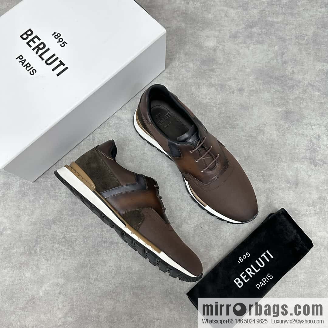 💋💍Berlut Bruti, Upgraded Third Generation Private Model Outsole Run Track Torino Suede Calfskin Sneakers
