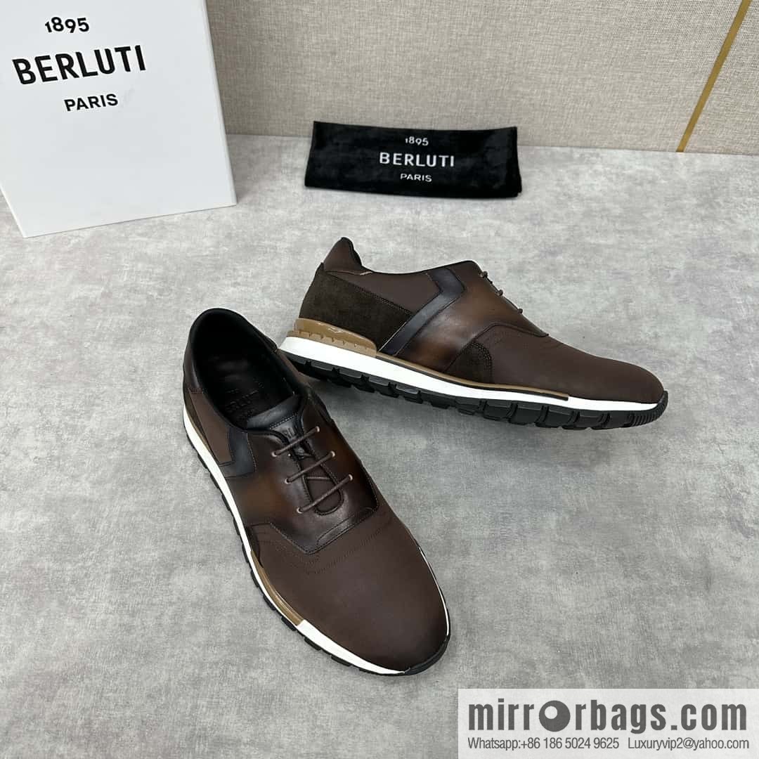 💋💍Berlut Bruti, Upgraded Third Generation Private Model Outsole Run Track Torino Suede Calfskin Sneakers