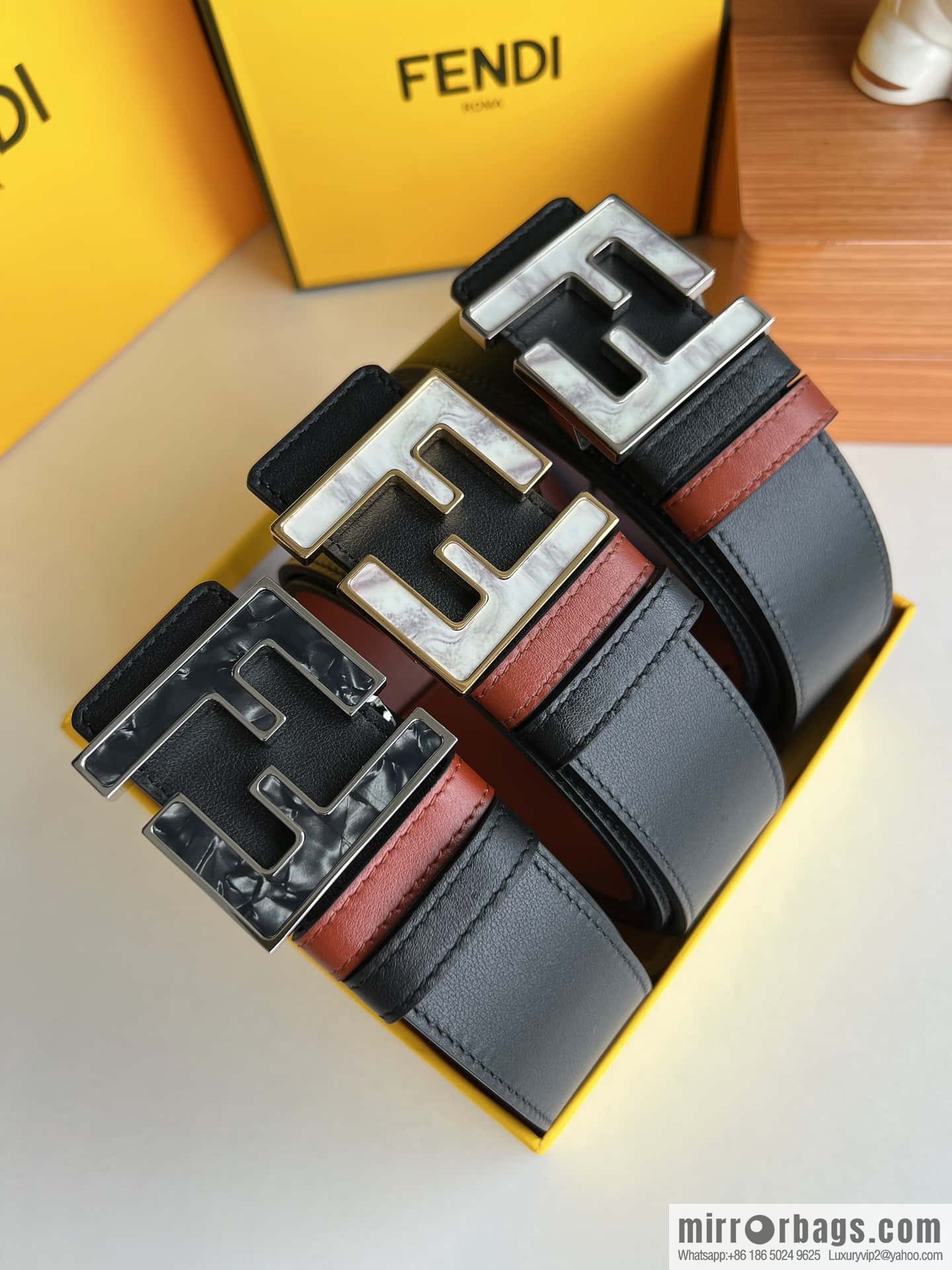 FENDI Fendi FF logo exquisite craftsmanship metal buckle first layer cowhide belt 4.0cm
